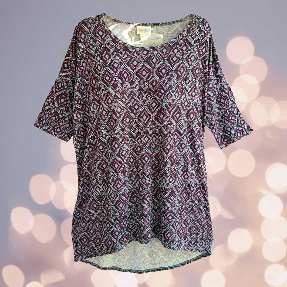 LuLaRoe Women's Short Sleeves Top Tee Purple Blue Black Size XXS